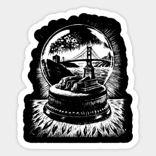 Golden Gate Bridge in a snow globe Sticker